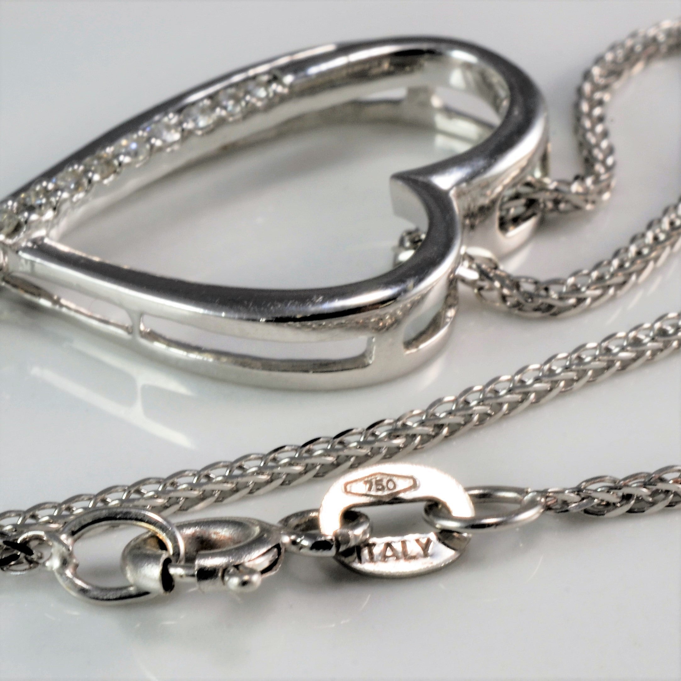 Italian Heart Shape Diamond Pendant Necklace - 0.12ctw 16