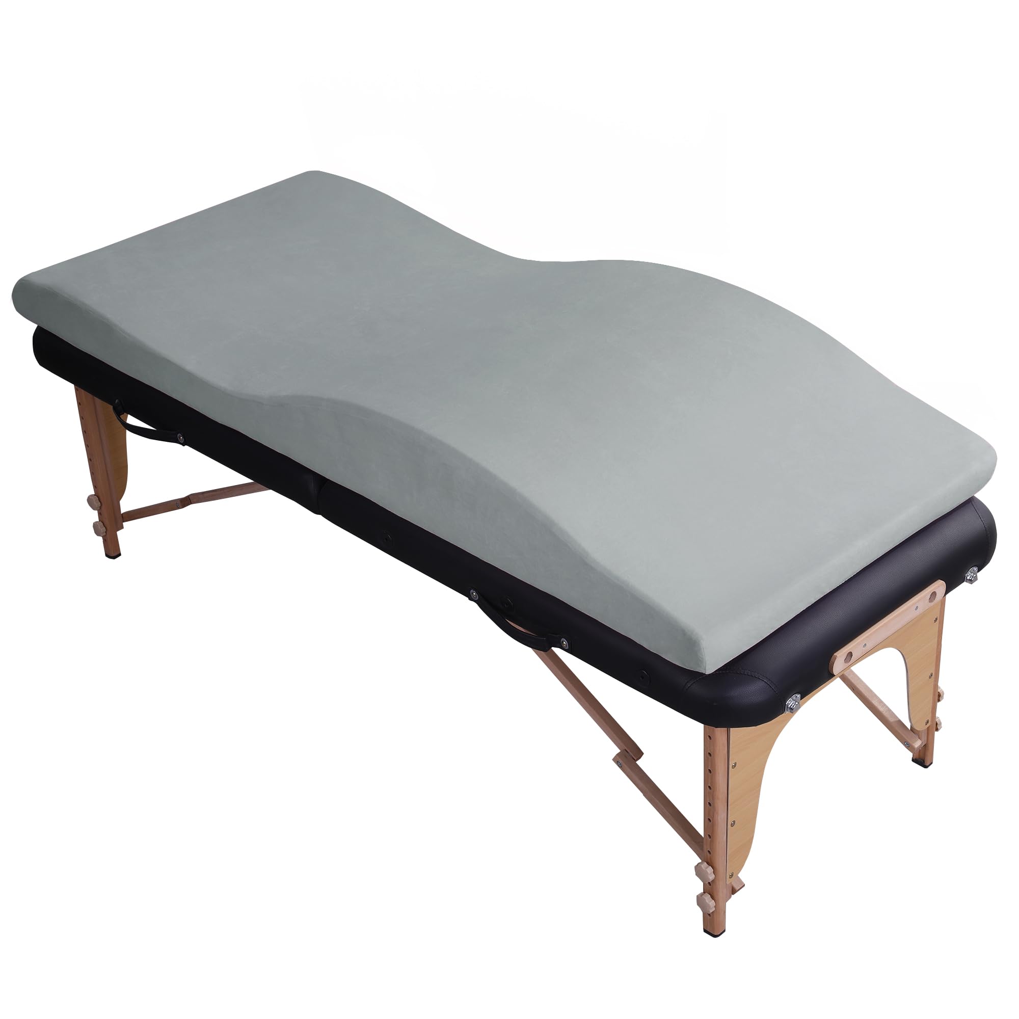 Ergonomic Foam Massage Bed Topper with Removable Velvet Cover - Supportive Non-Slip Mattress Pad for Beauty Salon & Spa - Perfect for Facial, Massage & Waxing Treatments (Grey, Bed Not Included)