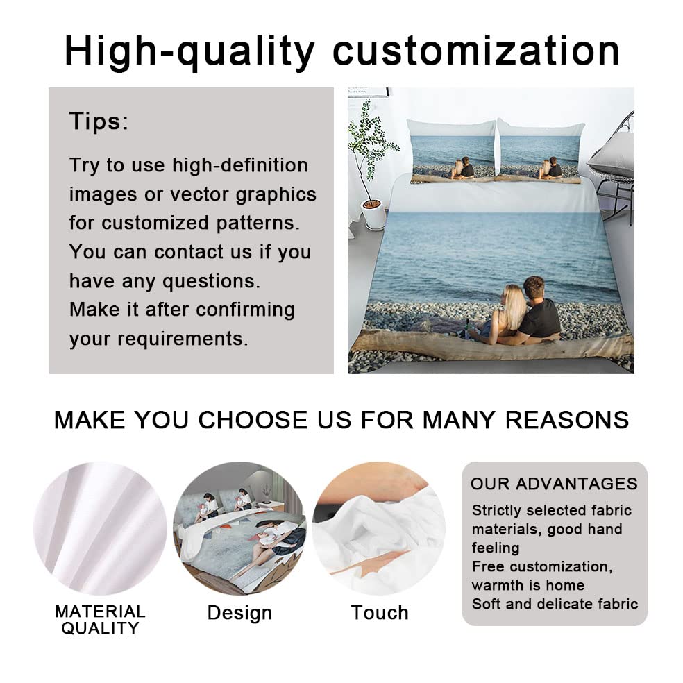 Custom Printed Duvet Cover Set - Personalized Photo, Text & Logo Bedding - 3 Piece Easy Care Zipper Closure for Family, Kids, Couples - Perfect for Birthday, Friendship & Nursery Decor (No Comforter Included) | Home Decor Gift Idea & Cozy Bedroom Upgrade