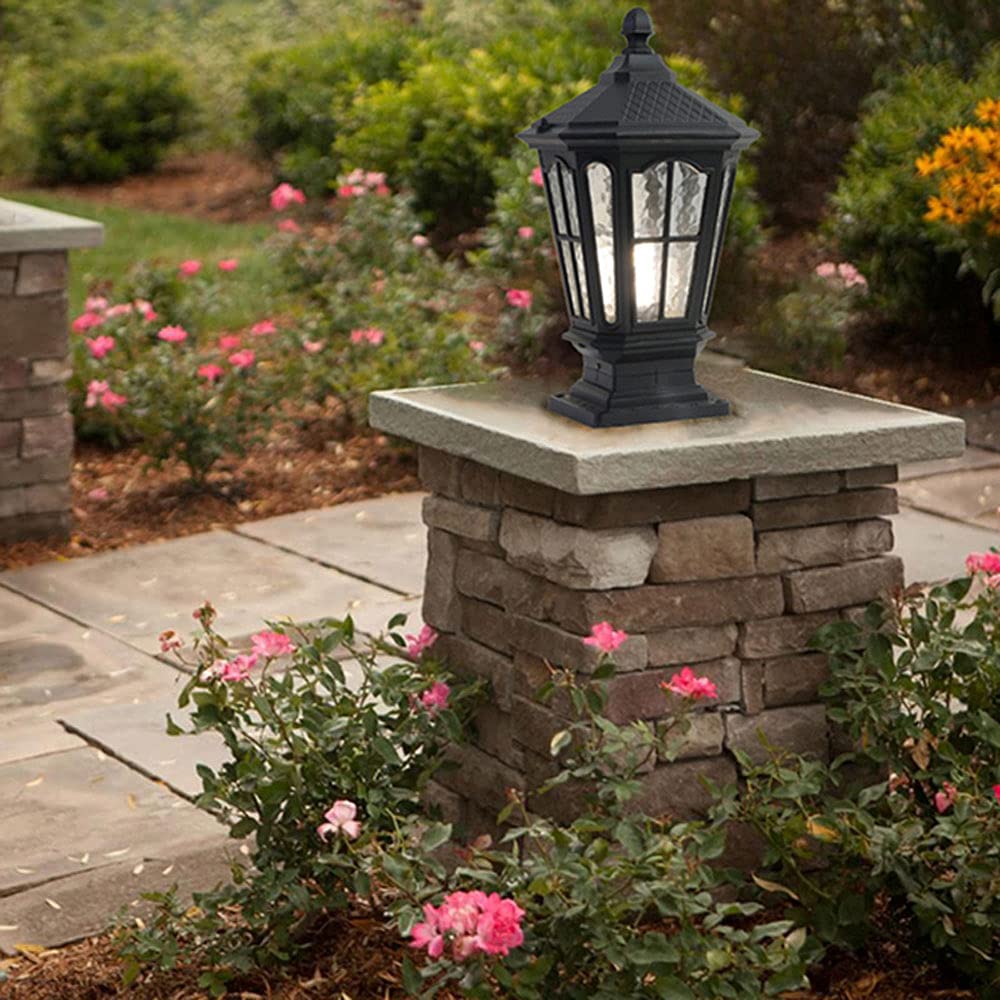 Waterproof Outdoor Post Lights - IP65 Garden Pillar Lanterns with Rainproof Glass for Courtyard, Fence, and Pathway Lighting (23x15x45cm) | Durable Landscape Lighting for Patio, Driveway, and Yard Decor