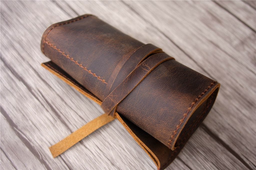 Handmade Leather Pencil Case - Premium Pouch Holder for Artists & Students - Perfect for Sketching, Drawing & School Supplies Organization
