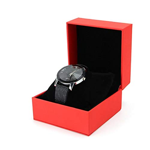 Luxury Wooden Watch Box Organizer - Single Grid Jewelry & Bracelet Storage Case, Premium Gift Box for Men & Women (Red) - Perfect for Watch Collectors & Jewelry Display