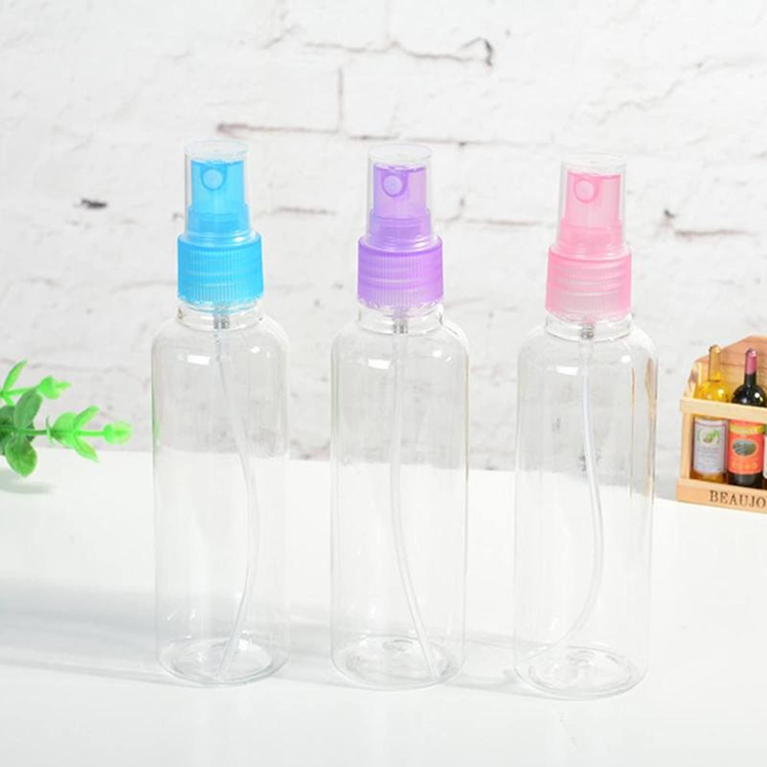 House of Quirk 6-Pack 100ml (3.4oz) Empty Mist Spray Bottles for Essential Oils, Perfumes, Hair Care & Travel - Multicolor Small Spray Containers for DIY, Aromatherapy & Home Use