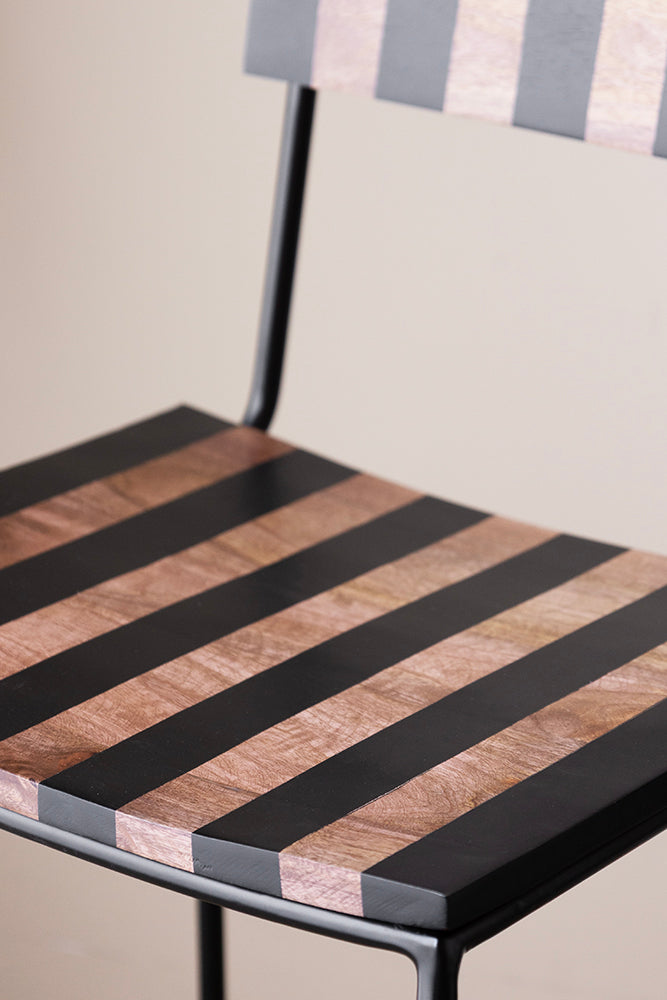 Black Stripe Wooden Bar Stool - 24