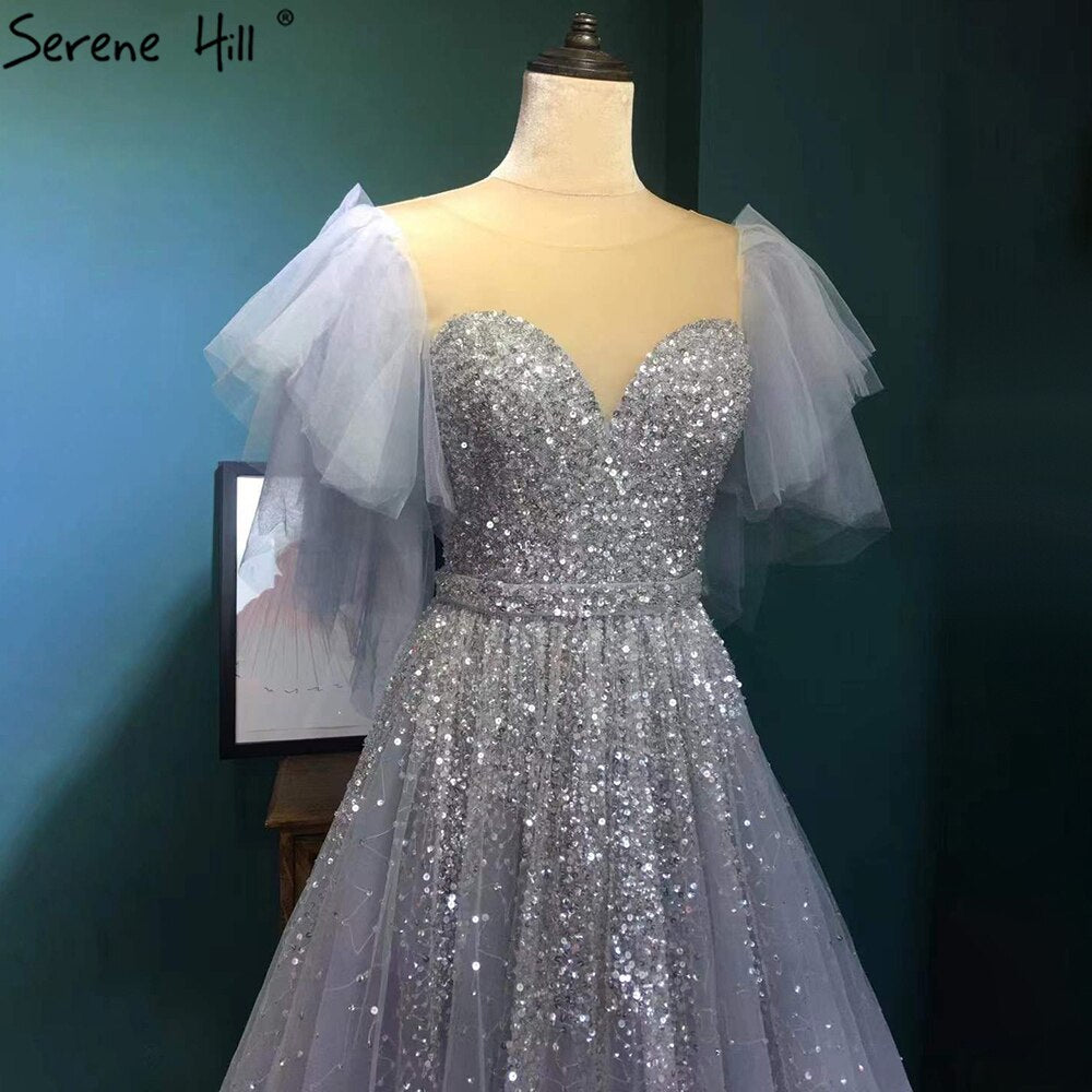 Serene Hill Lilac Luxury A-Line Evening Dresses for Women 2025 - Beaded Sparkle Sexy Gowns for Prom, Party & Special Occasions - LA71354A