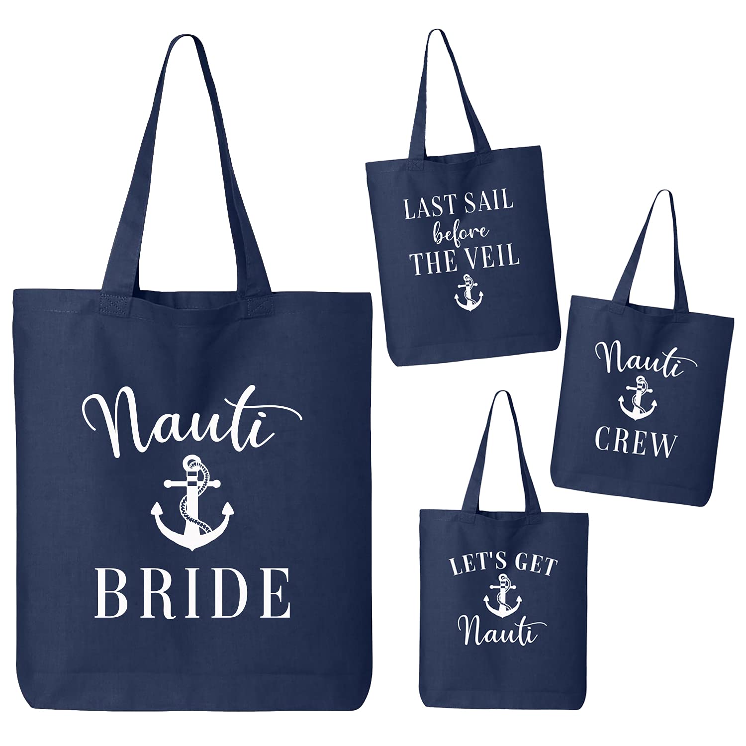 Bridal Party Boat Tote Bags - Matching Nautical Themed Wedding Accessories for Bachelorette Parties & Beach Weddings