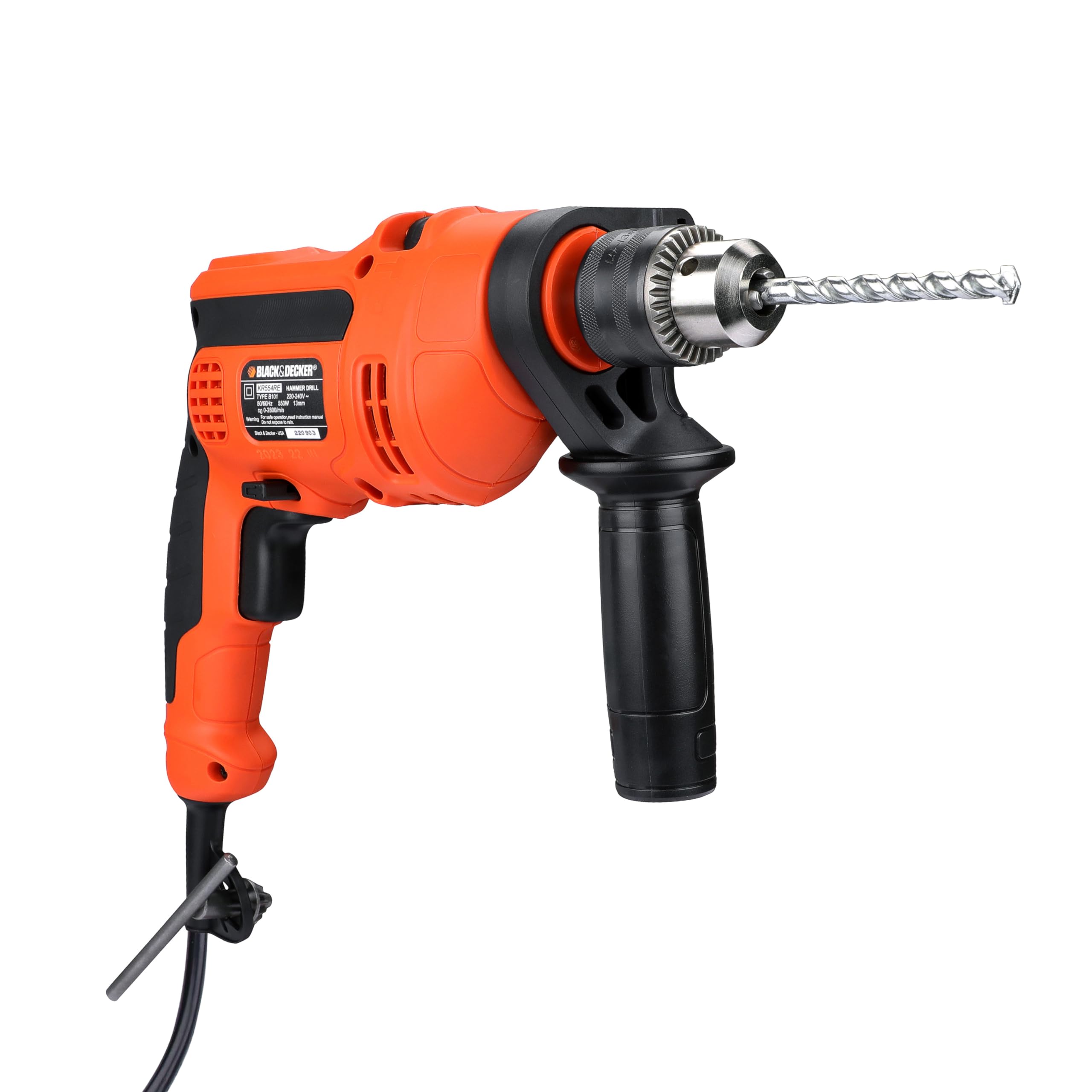 Black & Decker KR554RE 550-Watt 13mm Variable Speed Reversible Hammer Drill - Powerful Corded Electric Drill for Wood, Metal & Masonry - Perfect for DIY Projects, Home Repairs & Construction Work