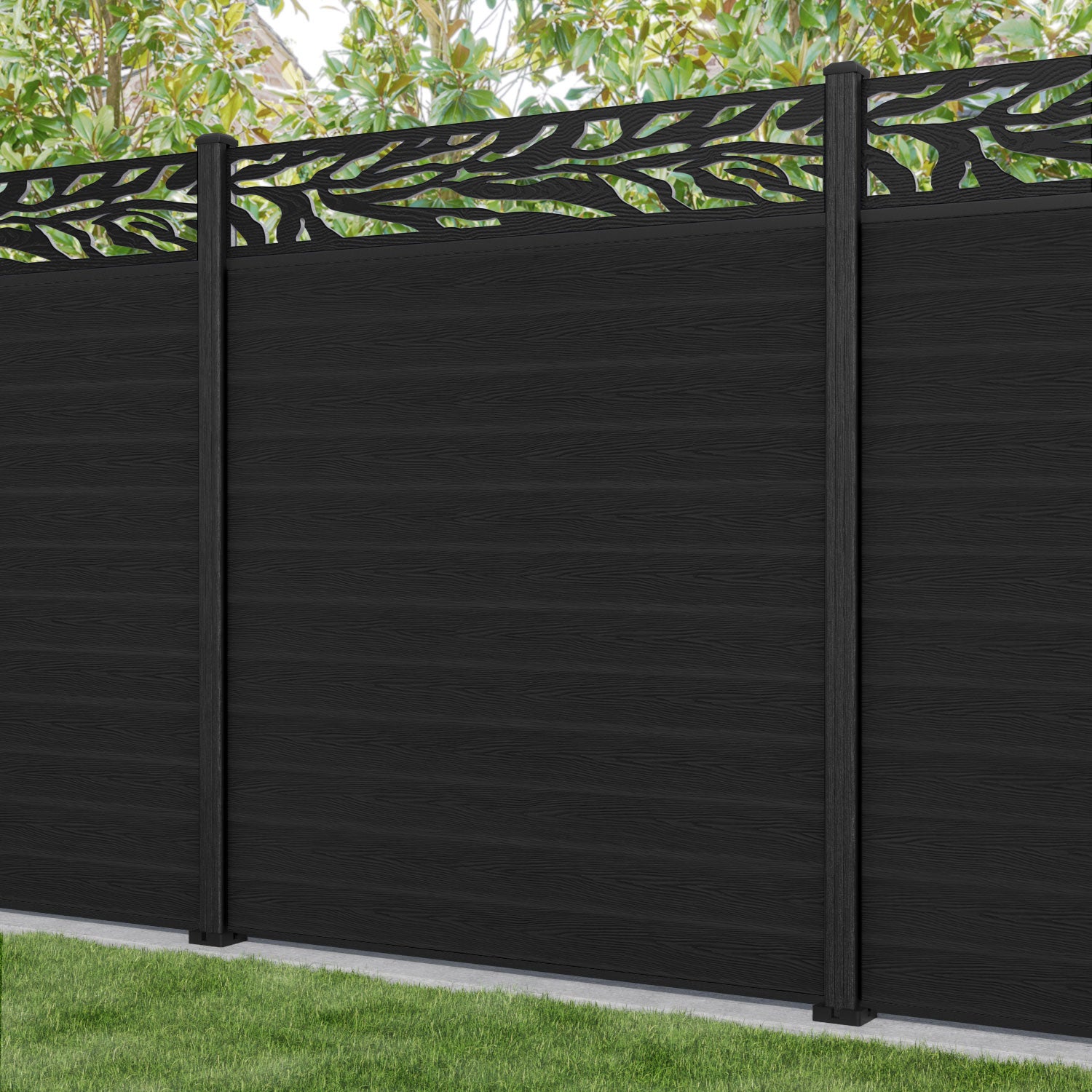 Classic Malawi Fence Panel - Black Composite Wood Privacy Fence with Durable Composite Posts | Perfect for Backyard, Garden, and Property Boundary Protection