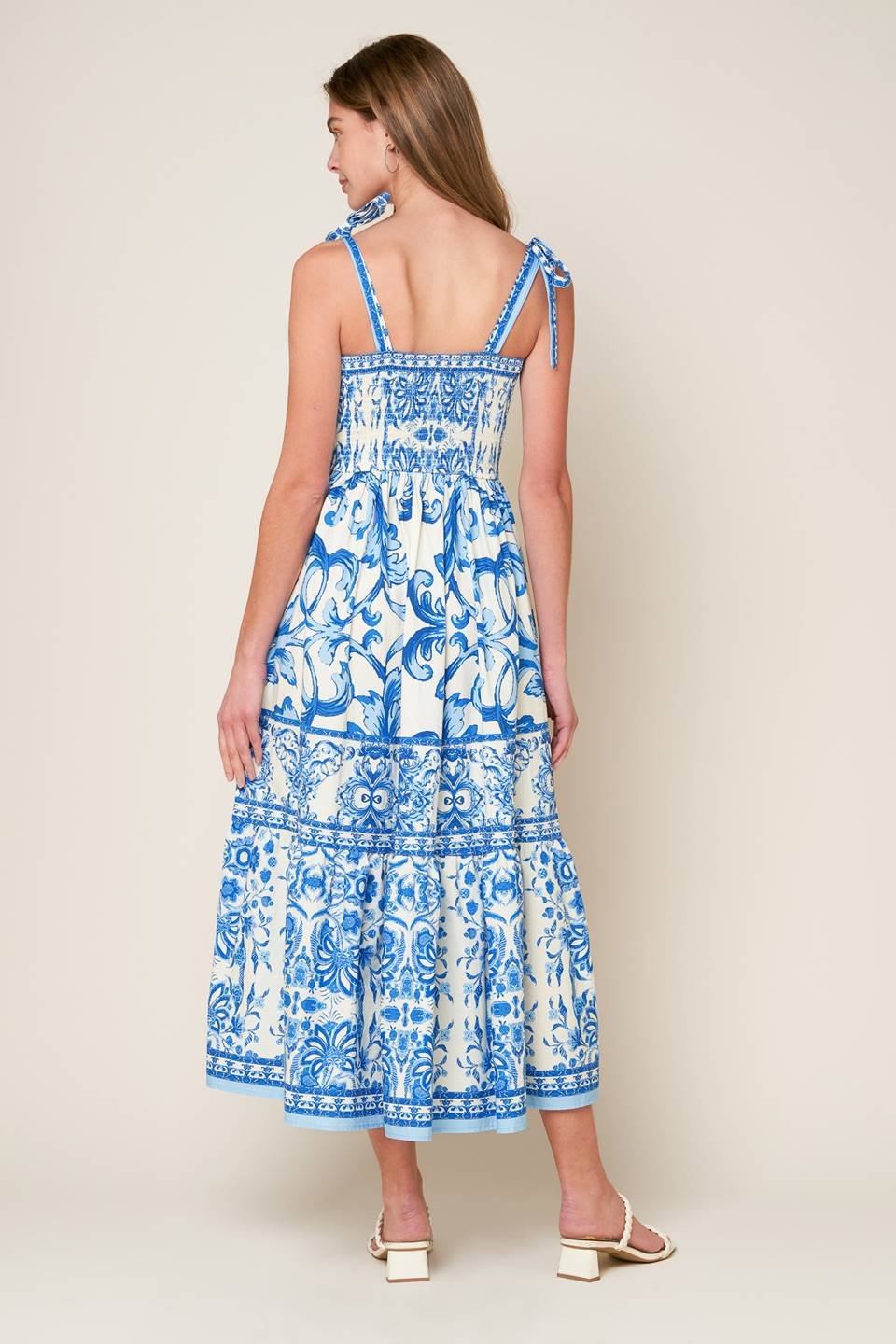 Amalfi Coast Mosaic Print Midi Dress - Floral Summer Beach Dress for Women, Perfect for Vacation, Wedding & Party Wear
