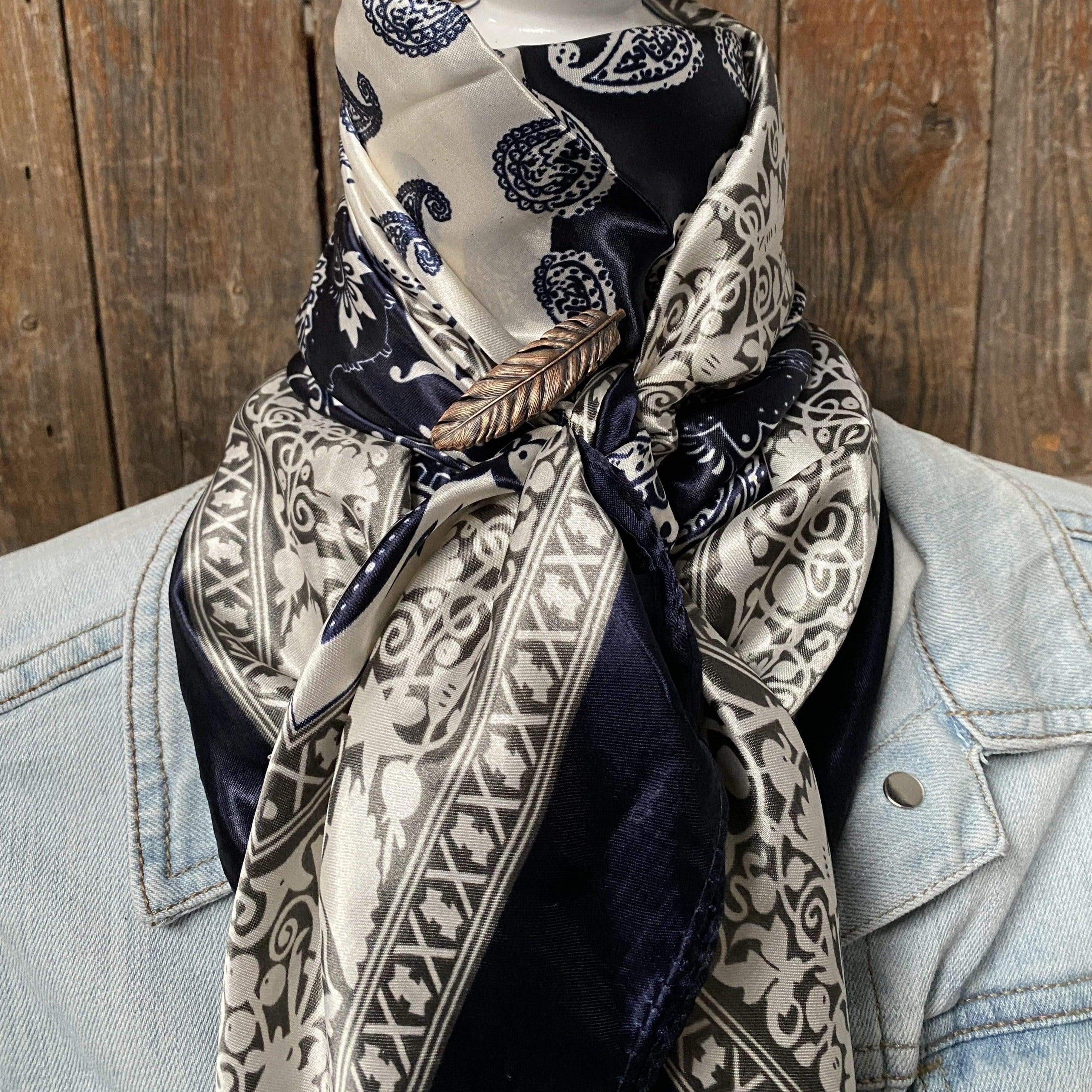 35X35 Two-Tone Navy Paisley Wild Scarf - Premium Cowboy Bandana & Western Neckwear for Men & Women - Perfect for Rodeo, Horseback Riding & Outdoor Adventures - W169L Slide WRC2561B