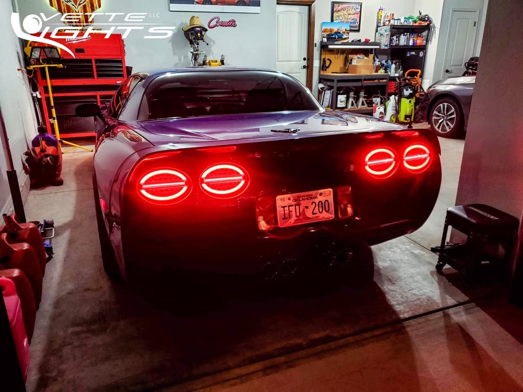 1997-2004 C5 Corvette LED Tail Lights - Red Lens G3 Laser Style with Hyper Flash Harness | High Visibility Brake Lights for Night Driving & Car Shows