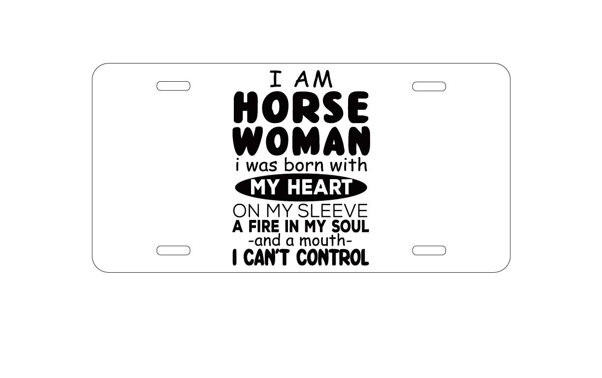 Custom Aluminum Vanity License Plate for Cars - 'I Am A Horse Woman' Personalized Front Plate - Durable Metal Car Accessory for Equestrian Lovers - Perfect for Trucks, Trailers & Horse Show Vehicles