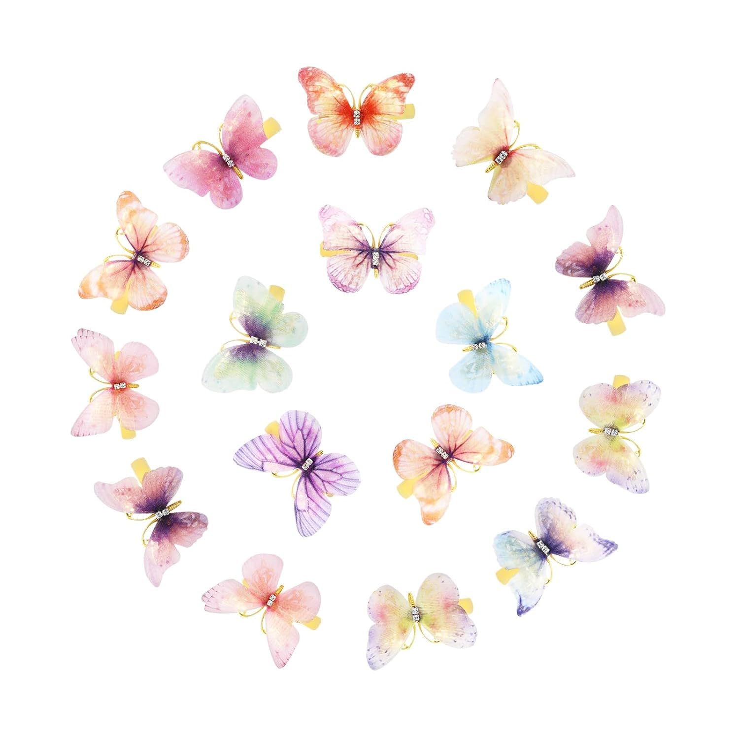 BELICIA Sweet Butterfly Candy Color Hair Clips - Set of 6 Hairpins & Barrettes for Women & Girls | Perfect for School, Parties & Everyday Hair Accessories