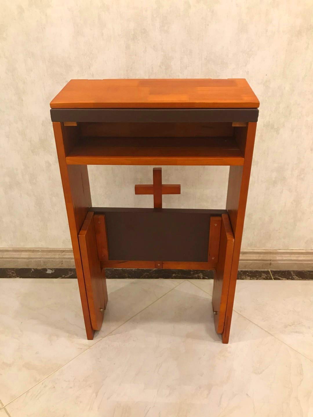 Wooden Folding Prayer Bench with Padded Kneeler - Comfortable Kneeling Stool for Church & Home - Perfect Religious Gift for Worship & Meditation