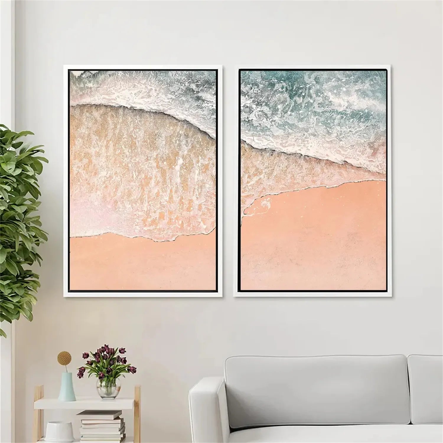 Ocean and Sky Wall Art Set of 2 - Modern Coastal Paintings for Home Decor | Perfect for Living Room, Bedroom & Office