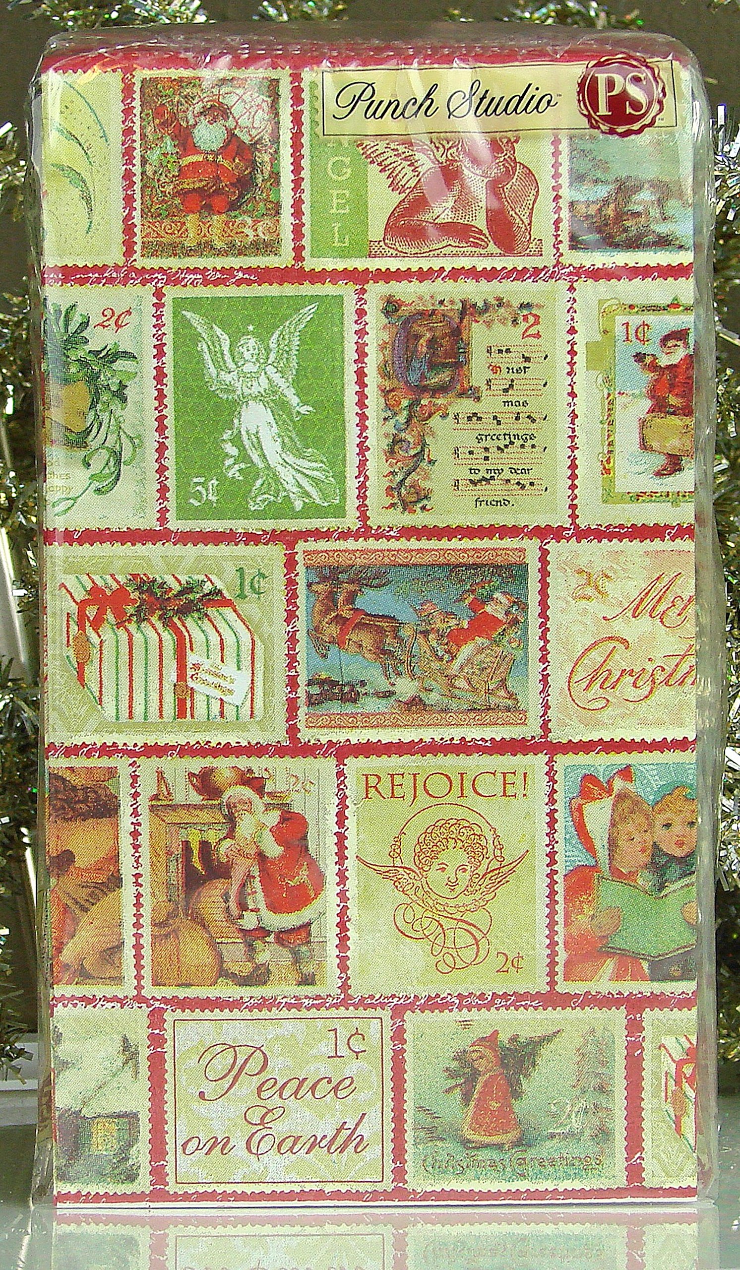 Victorian Holiday Stamps Guest Towels - Christmas Dinner Napkins for Parties
