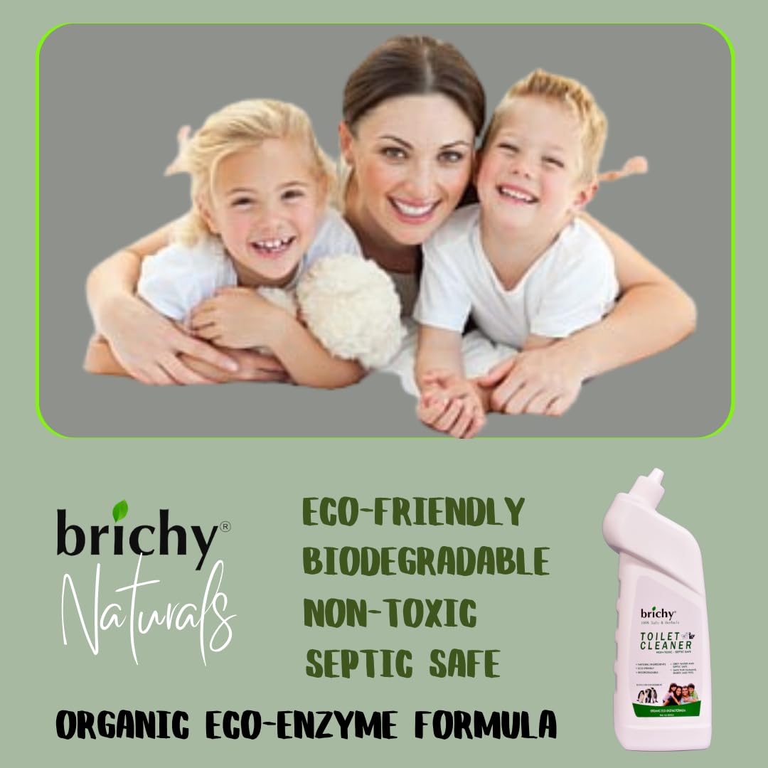 Brichy Natural Toilet Cleaner Liquid - Septic Safe, Biodegradable, Non-Toxic & Eco-Friendly | Organic Enzyme Bathroom Cleaner (5L) | Perfect for Homes, Hotels & Eco-Conscious Cleaning