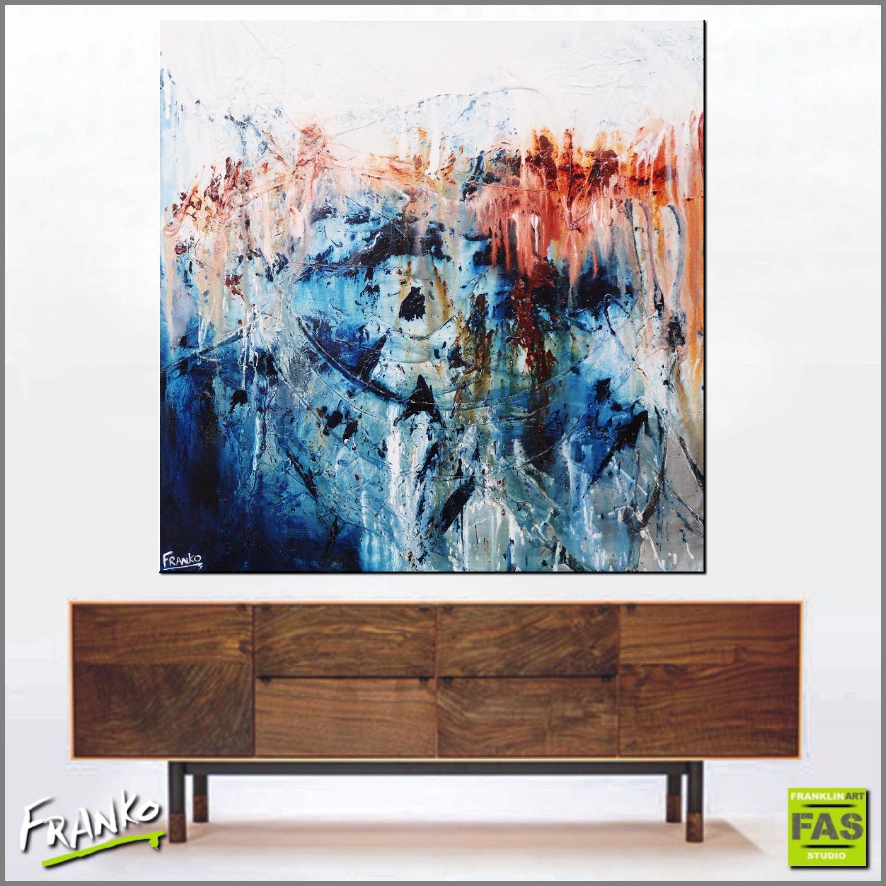 Blue Madder 120cm x 120cm Abstract Canvas Art - Modern Blue Wall Painting for Living Room, Bedroom & Office Decor