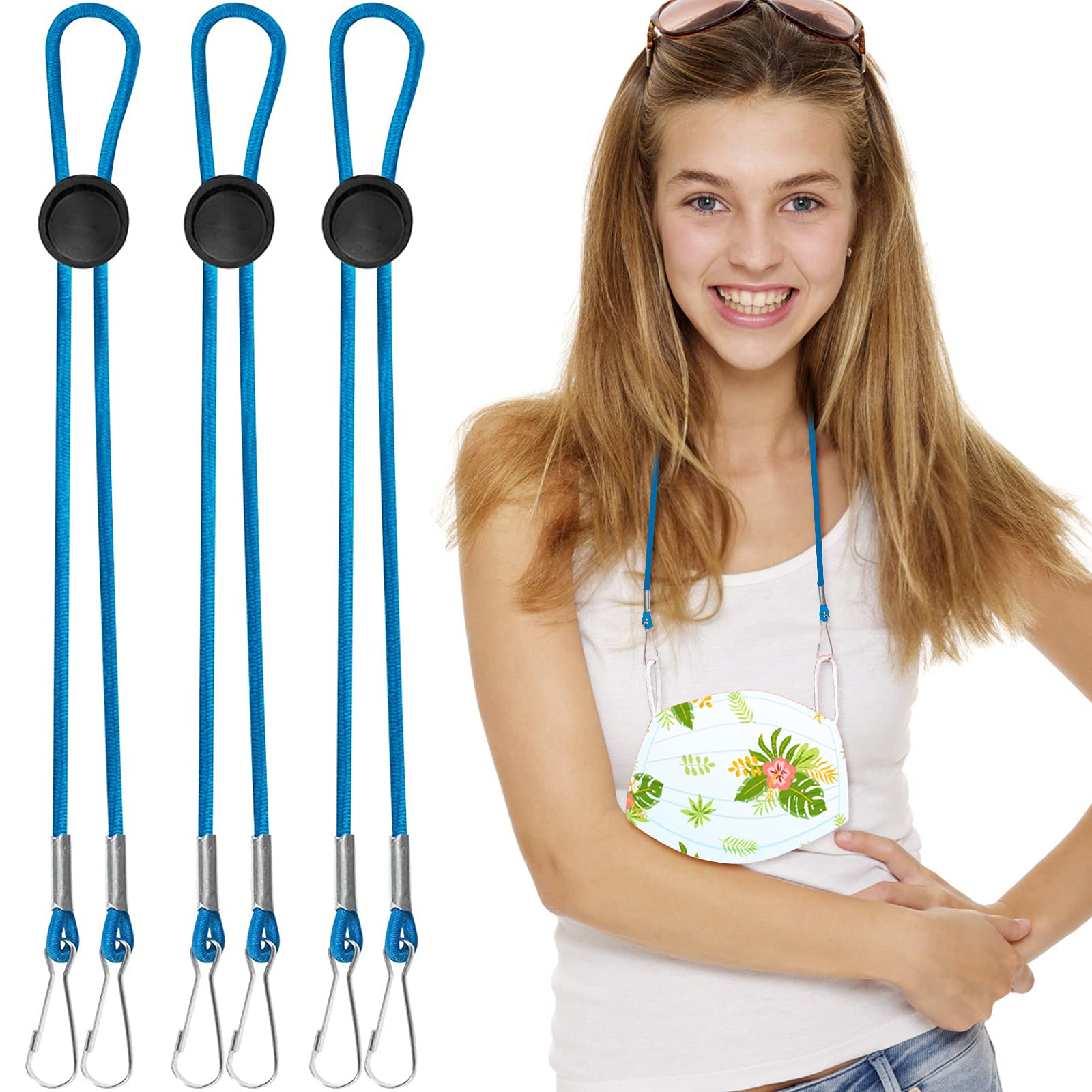 Adjustable Face Mask Lanyards (3-Pack) - Comfortable for Men, Women & Kids - Hands-Free Safety for Work & Travel