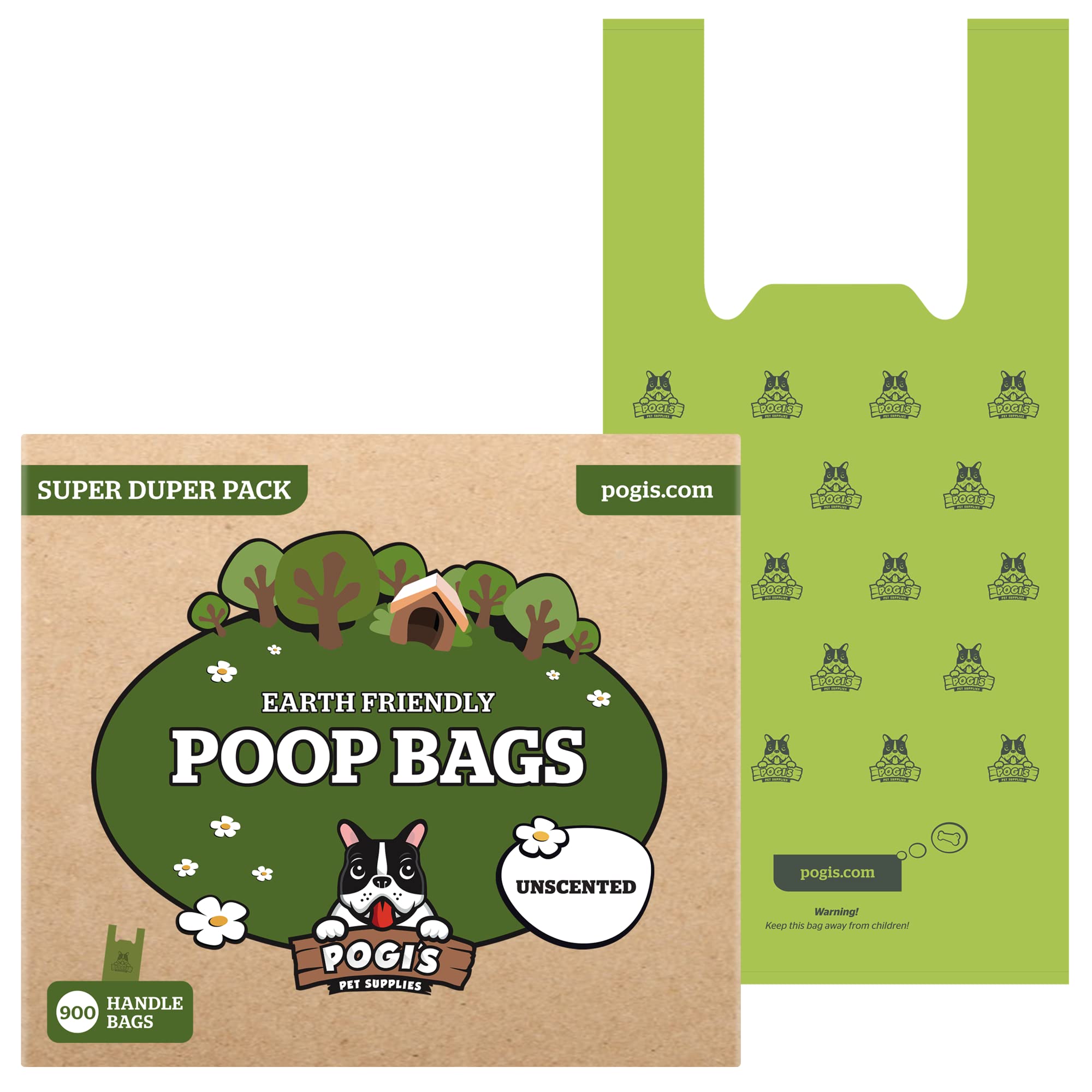 Pogi's 900 Count Unscented Dog Poop Bags with Handles - Extra Thick Leak-Proof Pet Waste Bags for Dogs & Cats | Convenient for Walking, Park Visits & Backyard Cleanup