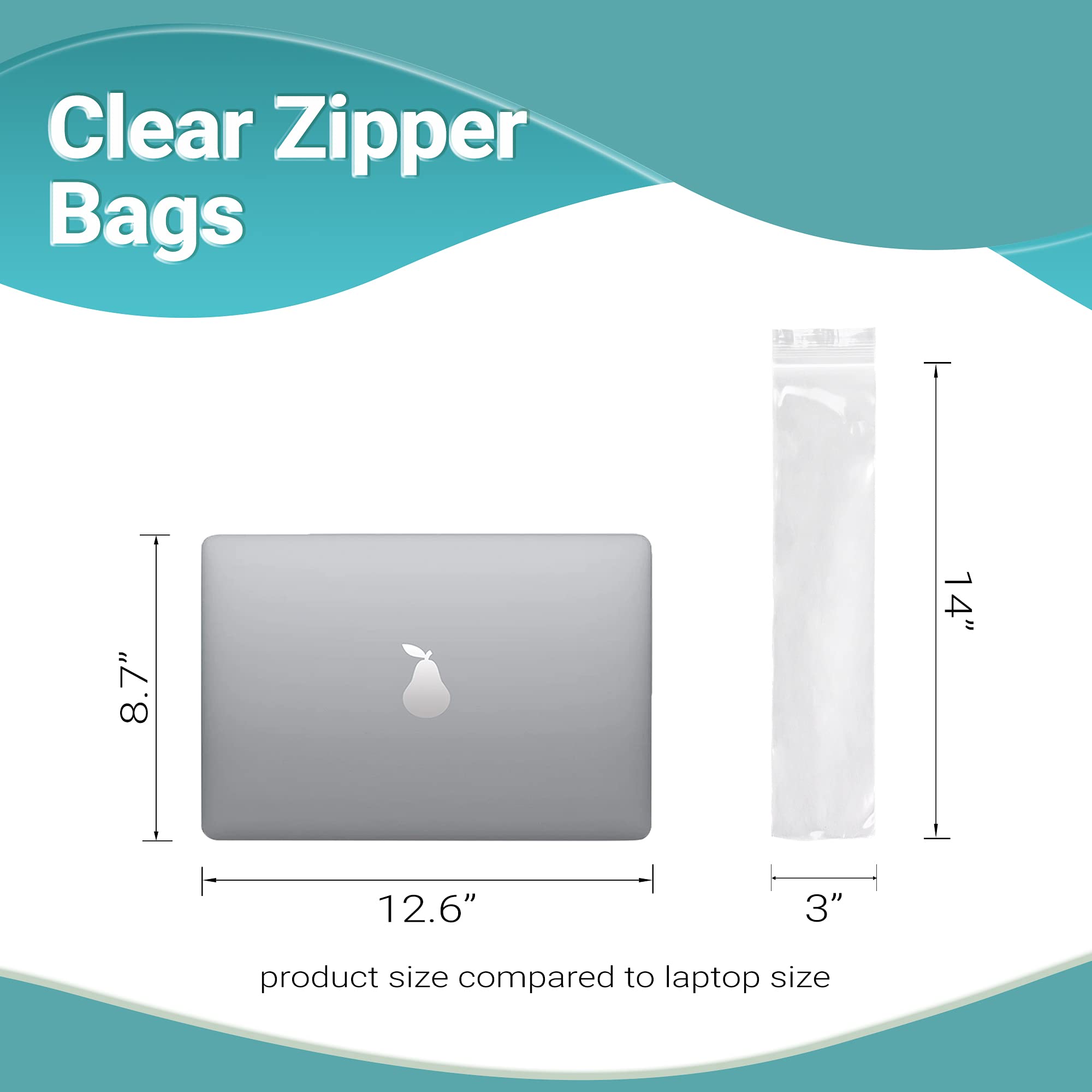 APQ 1000 Pack 3x14 Inch Clear Reclosable Zipper Bags - 2 Mil Thick Waterproof Plastic Storage Bags with Secure Zipper Closure for Jewelry, Crafts, Industrial Use & Organizing Small Items