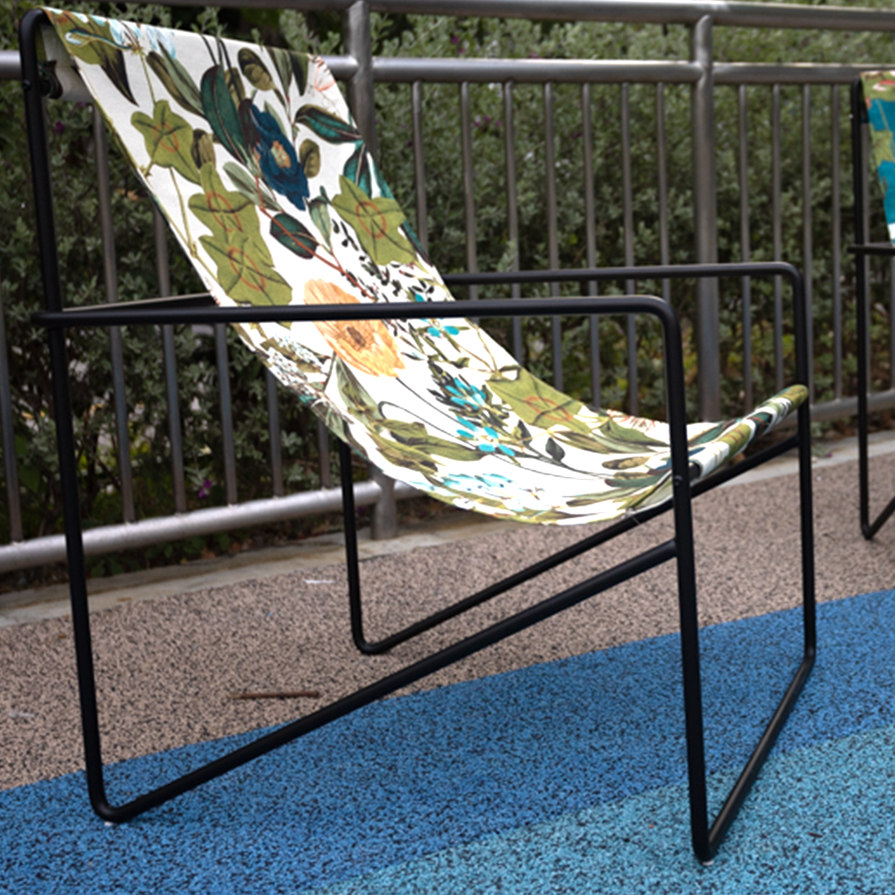 Stylish Coastal Designer Lounge Chair in Premium Denim - Perfect for Beach Houses, Patios, and Modern Living Rooms