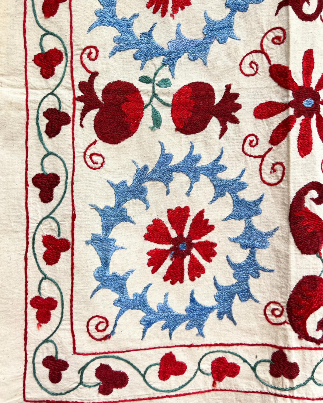 Extra Small Suzani 01 - Handmade Cotton Suzani Pillow Cover - Boho Home Decor for Living Room, Bedroom & Nursery