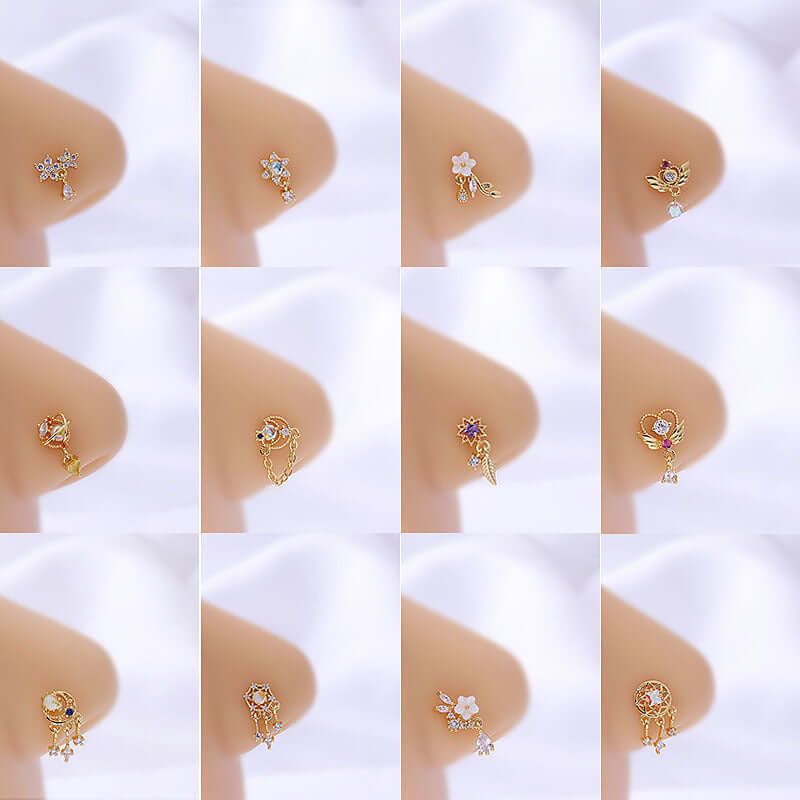 20G Silver Dangle Nose Ring with Dream Catcher Charm - Hypoallergenic Nose Stud for Women | Perfect for Piercing Jewelry, Boho Fashion & Festival Accessories