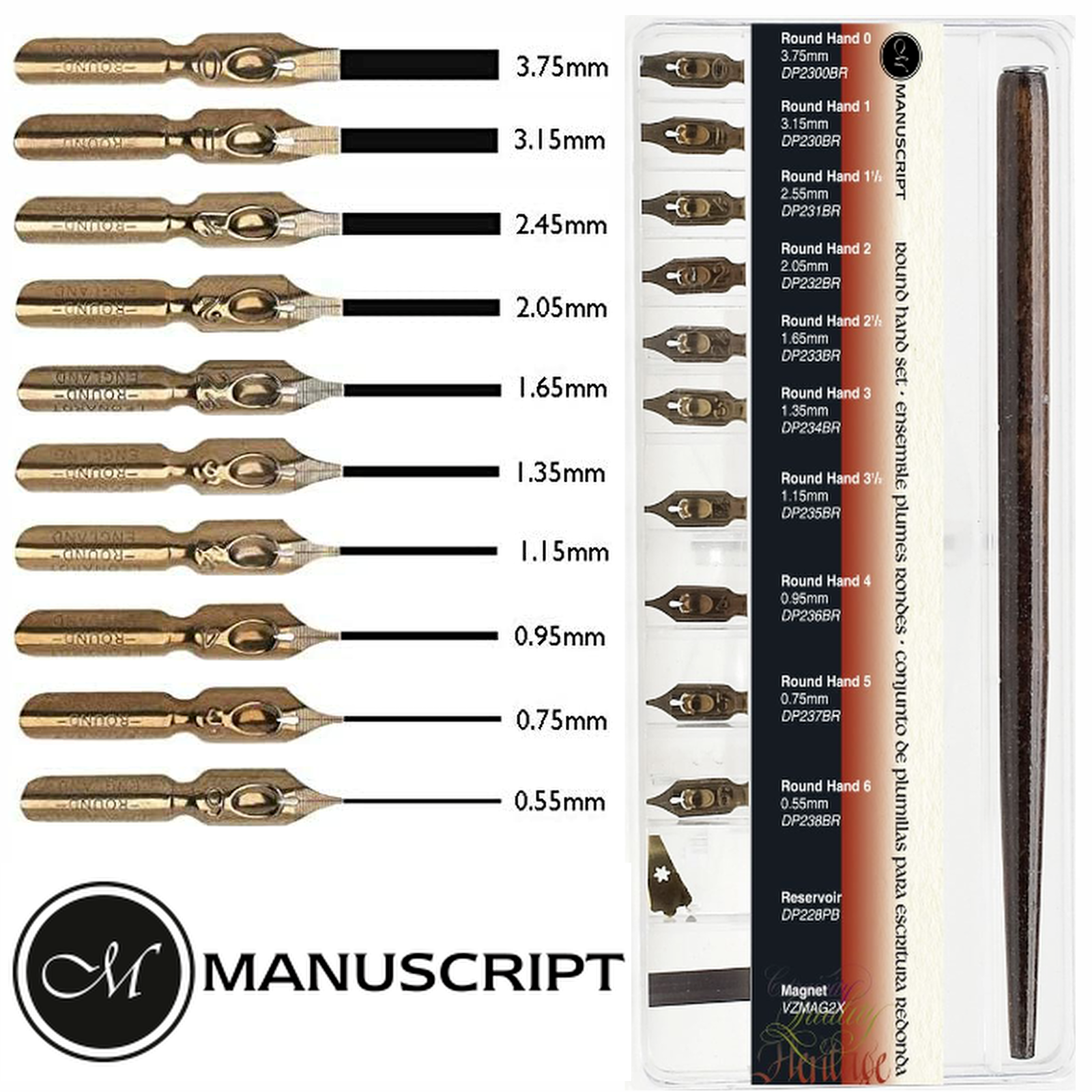 Manuscript Round Hand Calligraphy Set - Premium Dip Pen & Ink for Elegant Handwriting Practice | Perfect for Wedding Invitations, Greeting Cards, and Art Projects