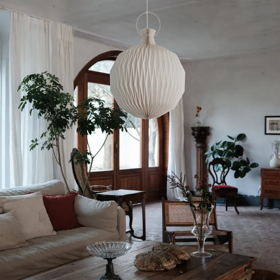Modern White Spherical Pendant Light - Elegant Ceiling Lamp for Living Room, Dining Room, Bedroom & Kitchen | Dimmable Hanging Light Fixture for Home Decor