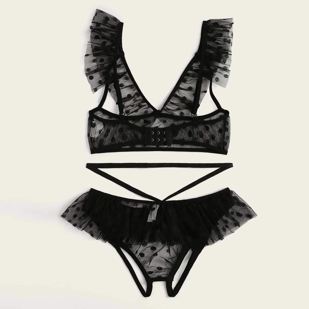 **Sexy Black Lace Plus Size Sleepwear Set for Women - Bra & Thong Underwear (Black, S) | Comfortable Nightwear, Cosplay Lingerie & Boudoir Outfit**    **使用场景:** Perfect for boudoir photoshoots, romantic nights, cosplay events, or comfortable sleepwear.