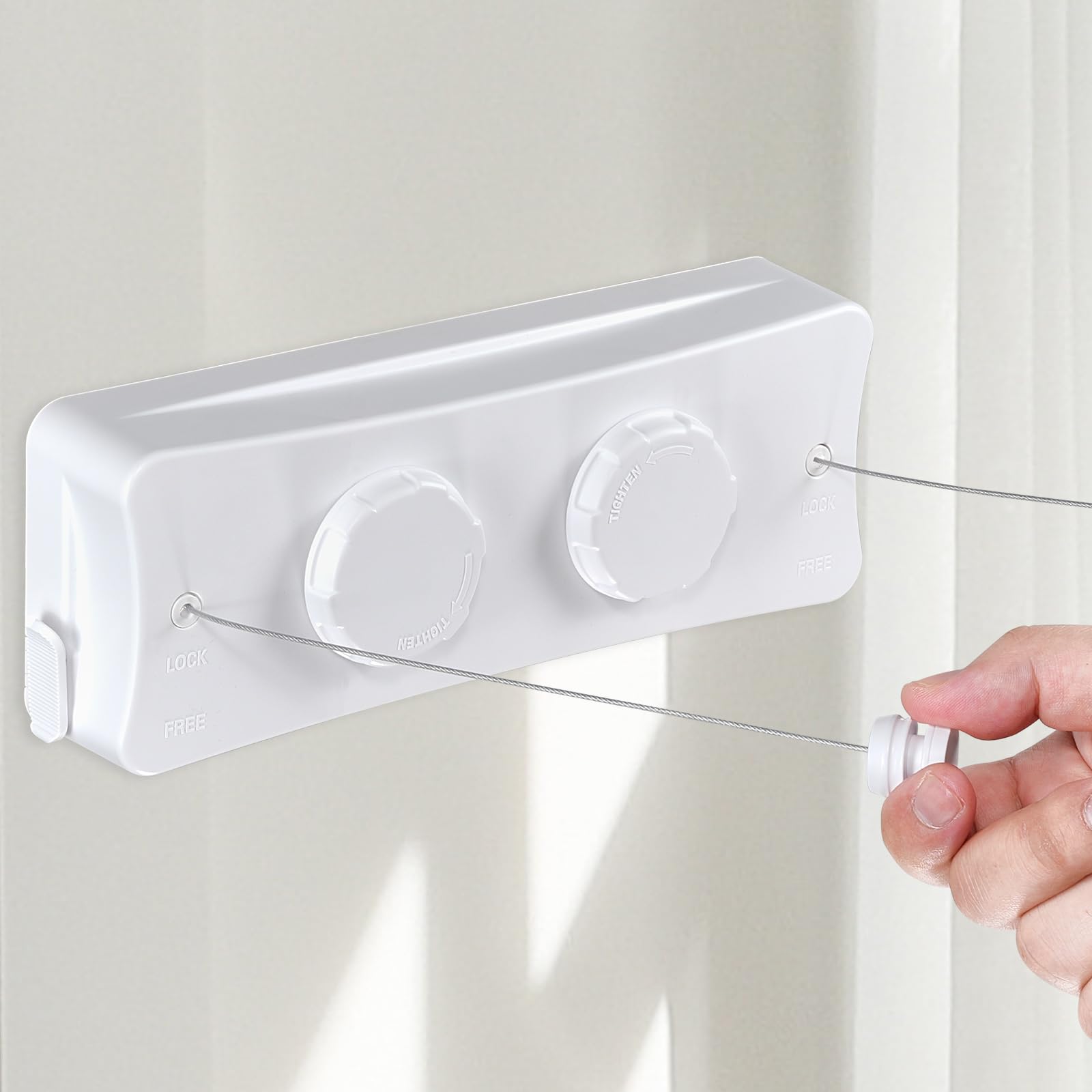 16.7Ft Retractable Clothesline - Heavy Duty Wall Mounted Laundry Drying Line for Indoor & Outdoor Use, White | Perfect for Small Spaces, Apartments, Camping & Travel