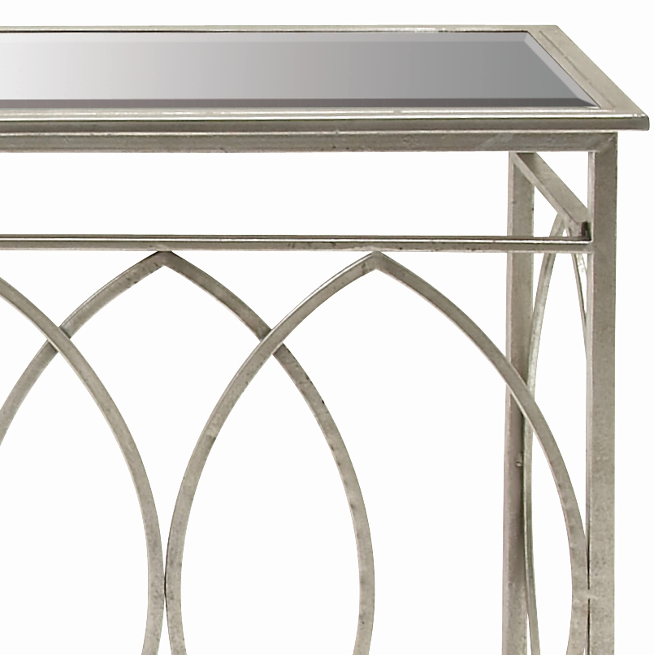 Deco 79 Modern Silver Metal Geometric Entryway Console Table with Mirrored Glass Top - 54