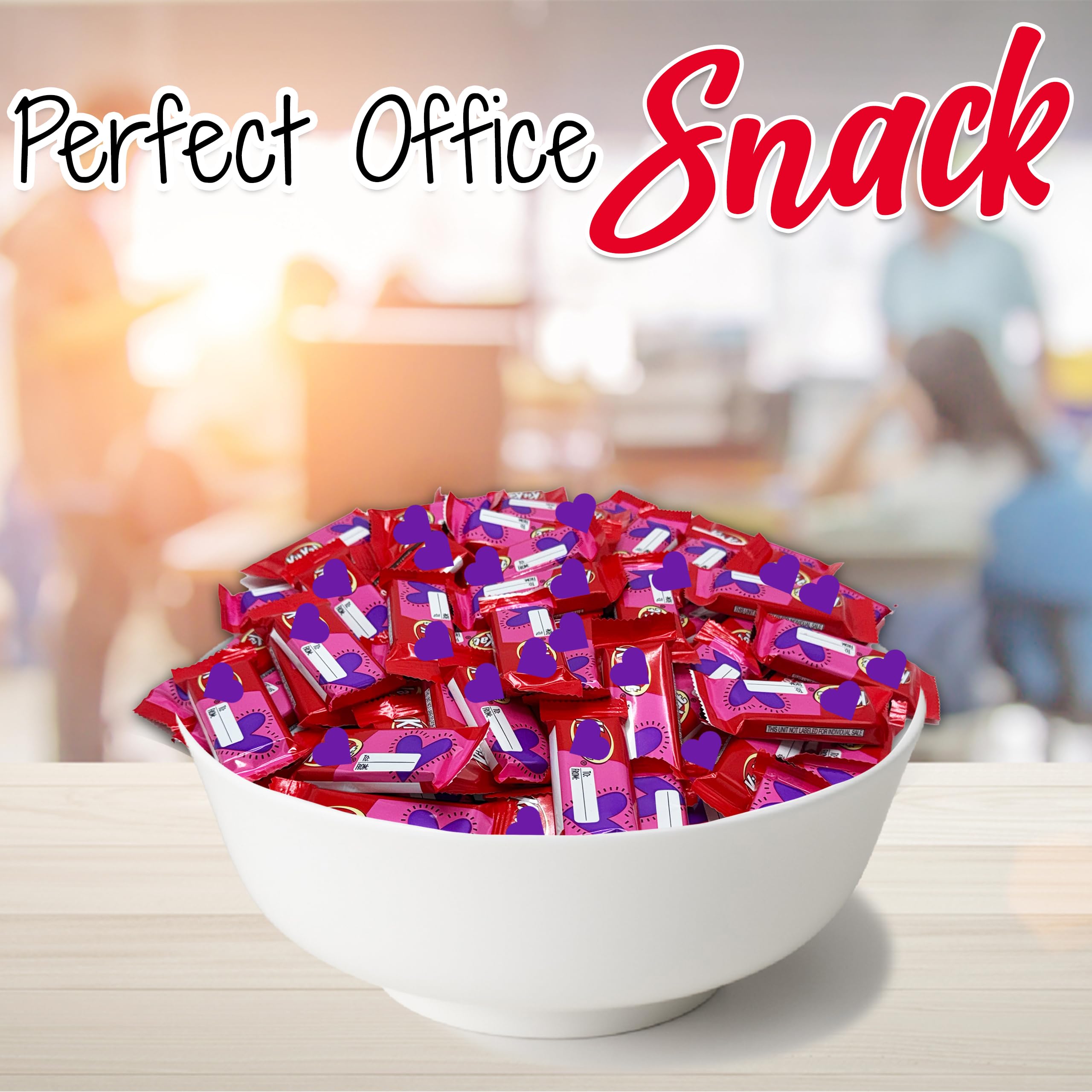 KitKat Milk Chocolate Mini Bars - 64 Individually Wrapped Wafer Candies with Heart Decorations | Perfect for Valentine's Gifts, Party Favors & Office Treats | Bulk Chocolate Snacks for Sharing