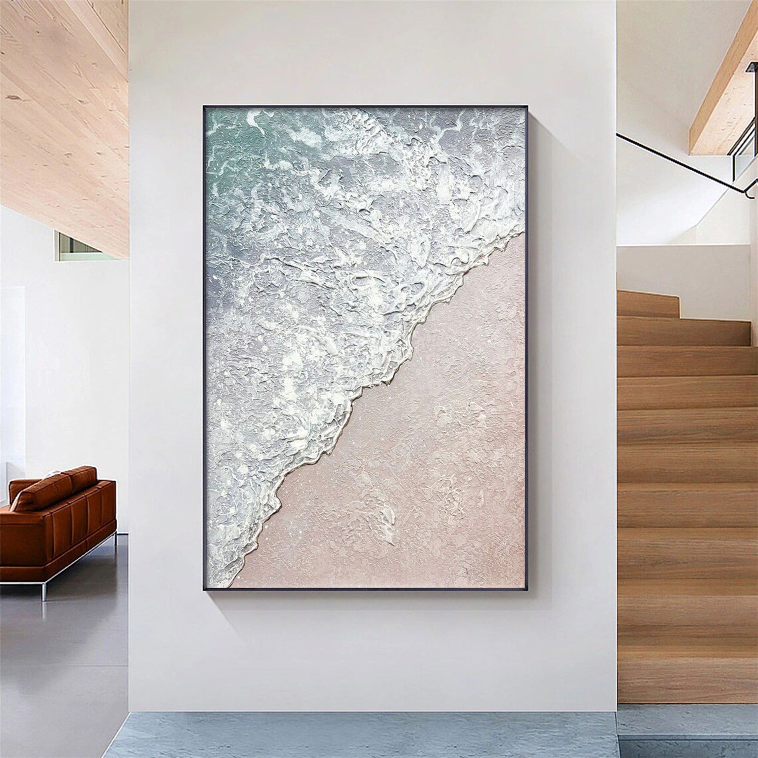 Ocean and Sky Painting #OS 086 - Handmade Canvas Wall Art for Home & Office Decor - Perfect for Living Room, Bedroom, or Office Wall Decor