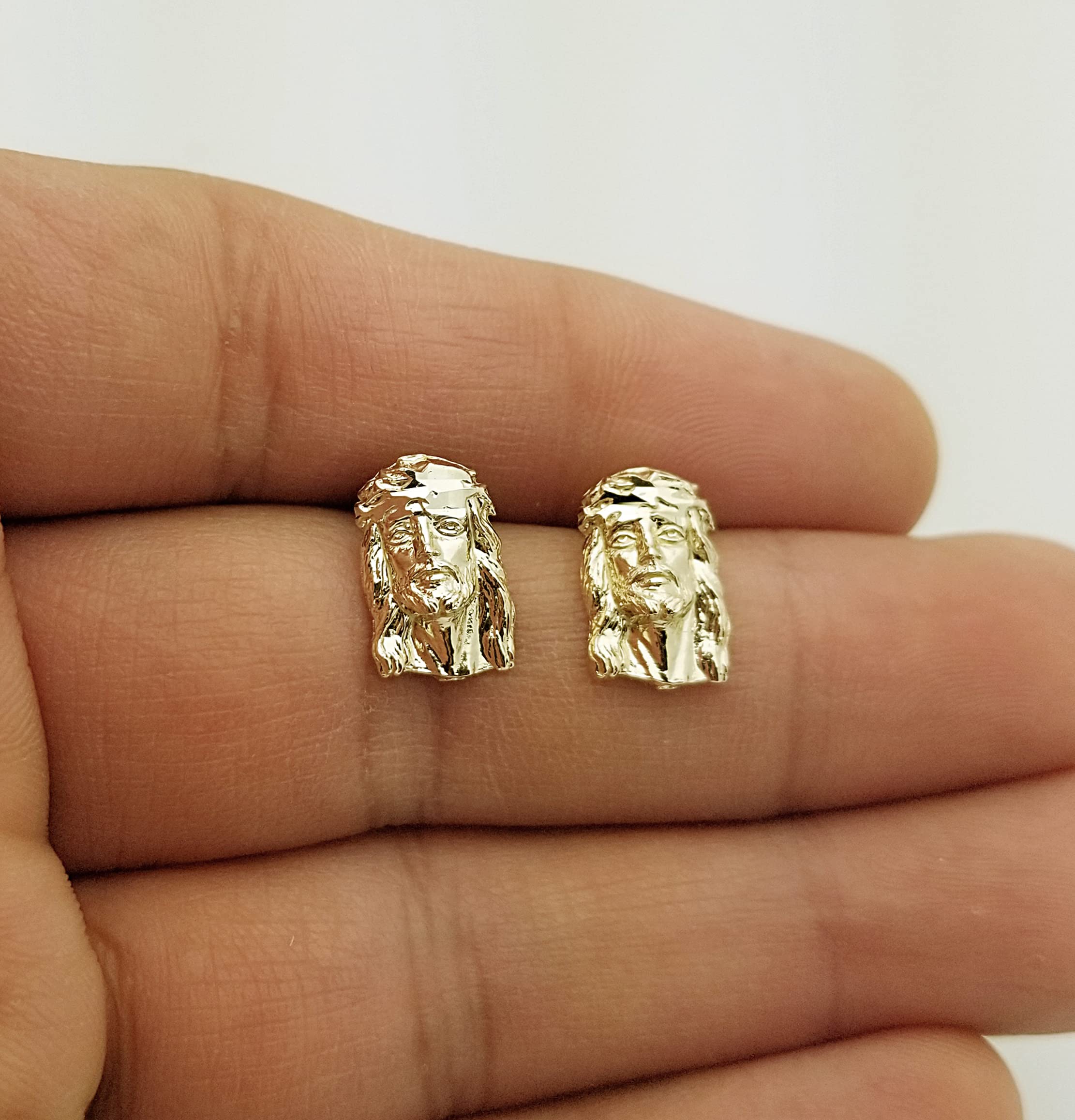 10K Yellow Gold Jesus Earrings for Men - 0.5