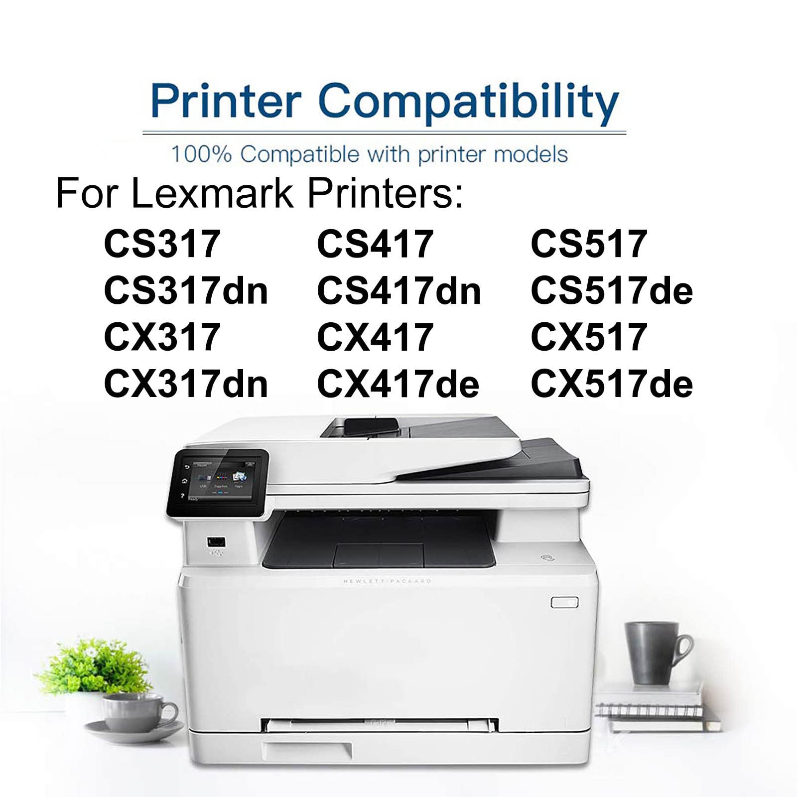 2-Pack High Yield Cyan Laser Printer Toner Cartridge - Compatible with Lexmark CS317dn CX317dn CS417dn CX417de CS517de CX517de (Replaces 71B0020 71B10C0) - Perfect for Office Printing & Bulk Document Production