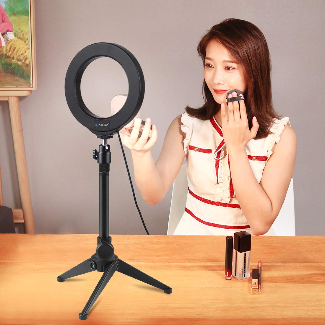 PULUZ Adjustable Desktop Tripod Stand with Phone Holder - Perfect for Selfies, Video Calls, Live Streaming & Content Creation