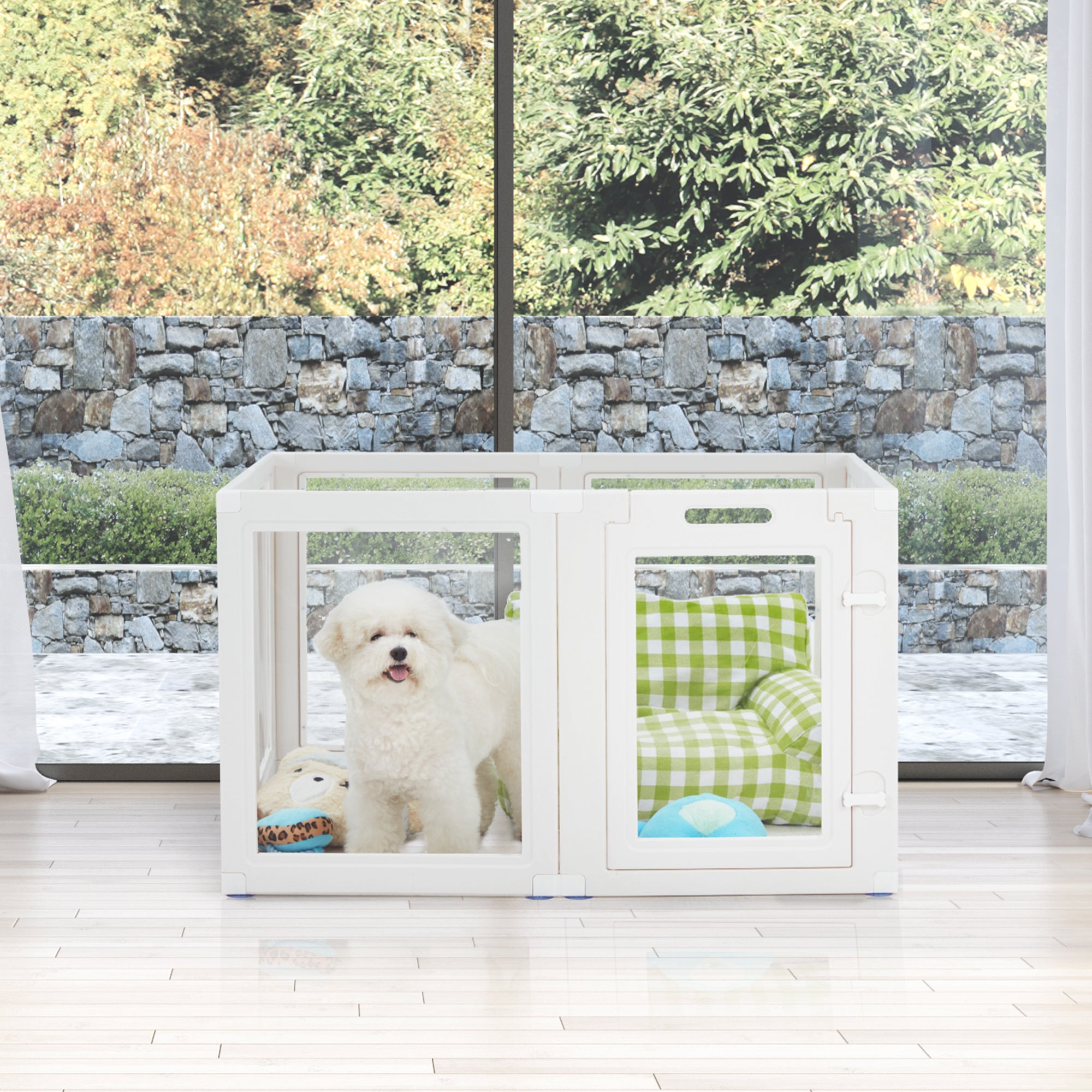 EROMMY 8-Panel Plastic Dog Playpen with Door - Portable & Foldable Puppy Fence for Indoor/Outdoor Use (24