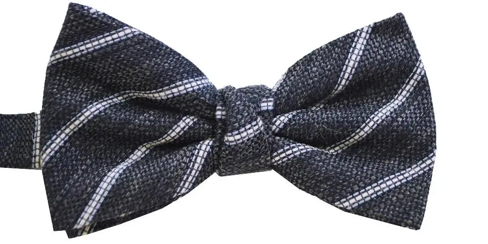 Classic Navy Striped Bow Tie with Warm Handle - Perfect for Weddings, Parties & Formal Events