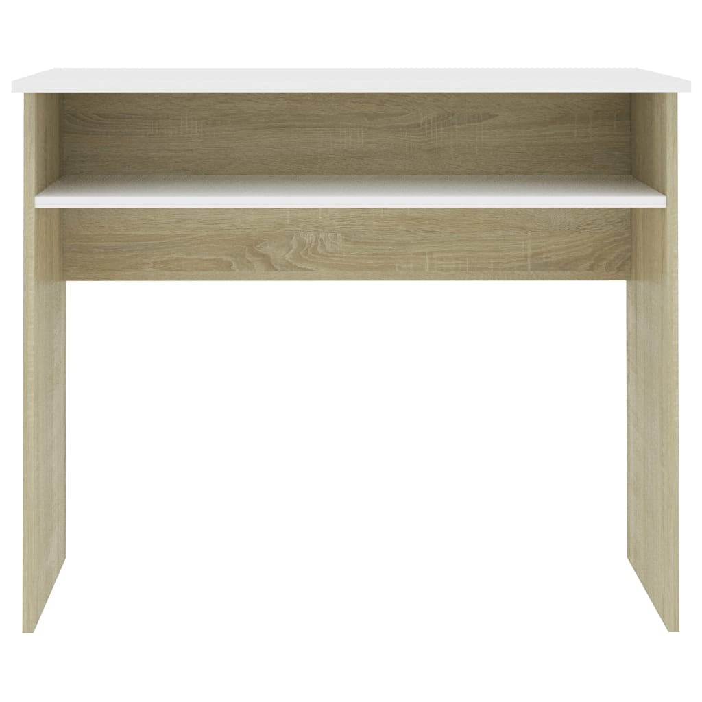 Modern White & Sonoma Oak Study Desk 35.4