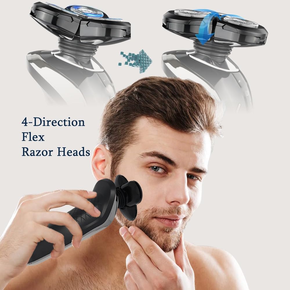 Professional Electric Head Shaver for Bald Men - 4-in-1 Hair Clipper & Beard Trimmer Kit | Waterproof Cordless Men's Grooming Set for Smooth Shaving & Hair Cutting | Perfect for Home, Travel & Daily Grooming Routine