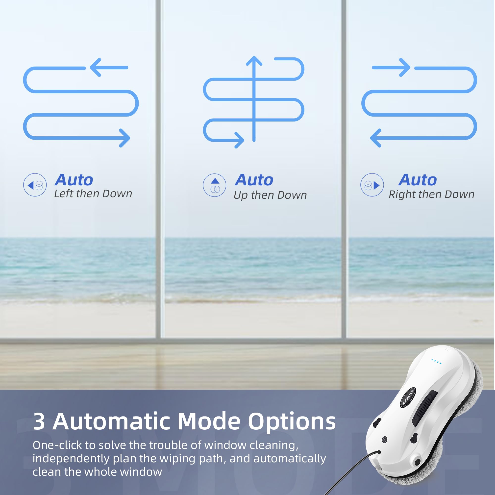 AlfaBot X7 Smart Window Cleaning Robot with Dual Water Spray & 50ml Tank - Automatic Glass Cleaner for Highrise Windows (Indoor/Outdoor Use) - Perfect for Homes, Offices & Skyscraper Maintenance