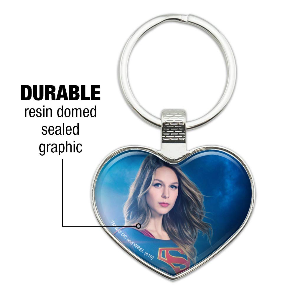 Supergirl TV Series Keychain - Heart Love Metal Key Ring with Supergirl Character - Perfect for Fans, Gifts, and Cosplay Accessories