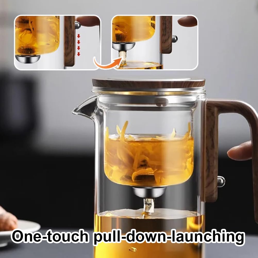 Enchanti Glass Teapot with Wooden Handle - 520ml Water Separation Magic Teapot with Infuser Strainer & 2 Cups - Perfect for Witchcraft, Herbal Tea Brewing & Gift Giving