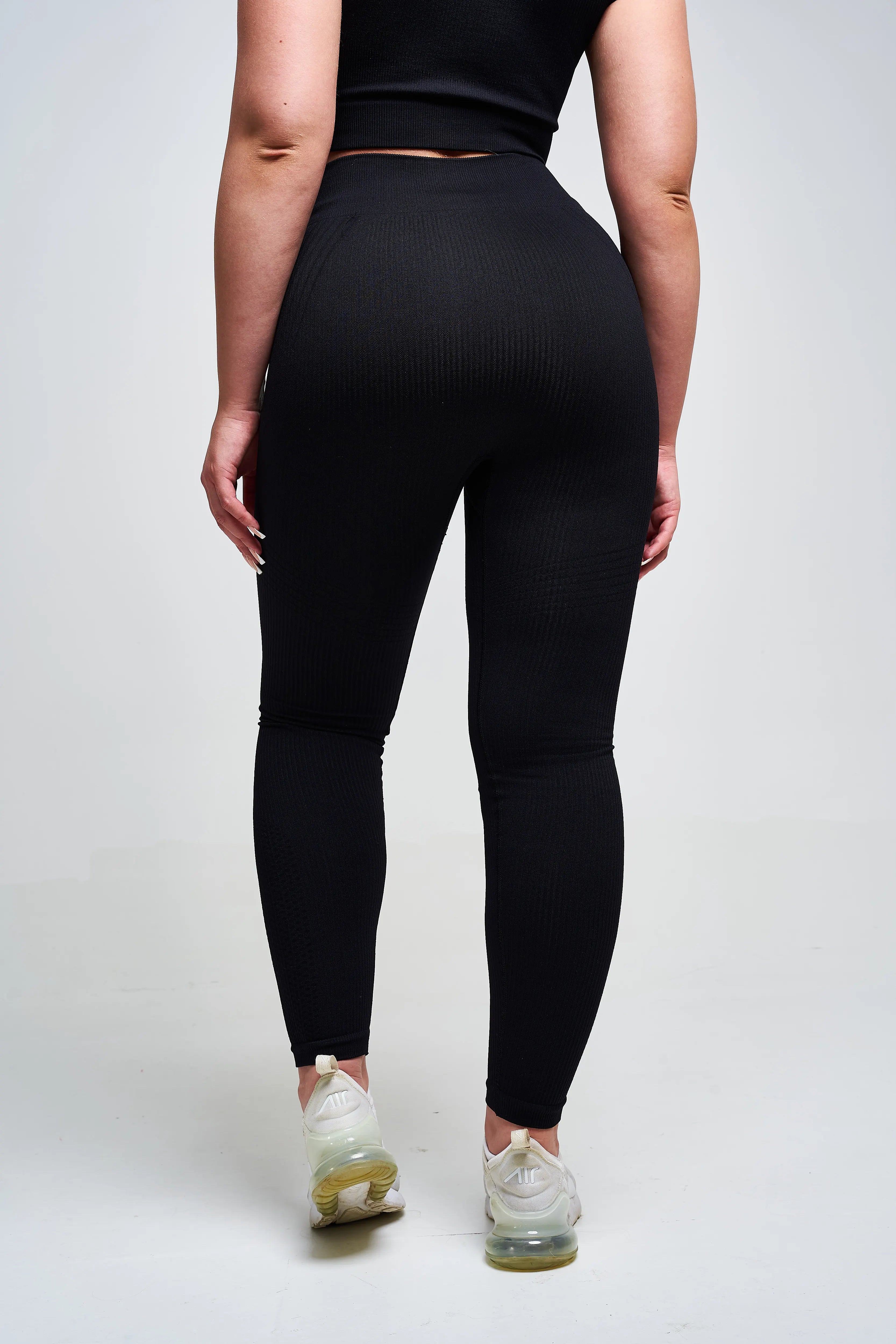 Avora Panel Recycled Seamless Leggings for Women - High Waist Yoga Pants, Workout Running Tights - Eco-Friendly Black Activewear for Gym, Lounge & Everyday Wear