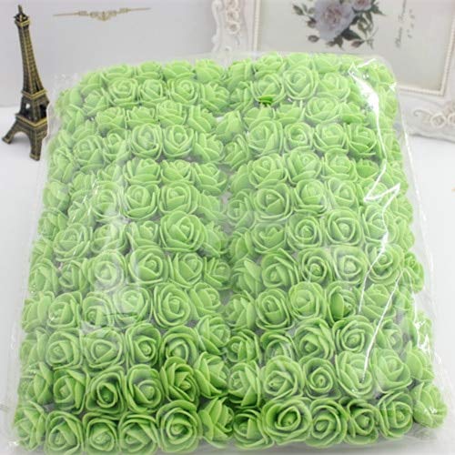 ShineBear 144pcs 2cm Mini Foam Rose Artificial Flowers - Multicolor Wedding Bouquet, DIY Scrapbooking, Home & Party Decor (Green) | Perfect for Centerpieces, Gift Wrapping, and Craft Projects