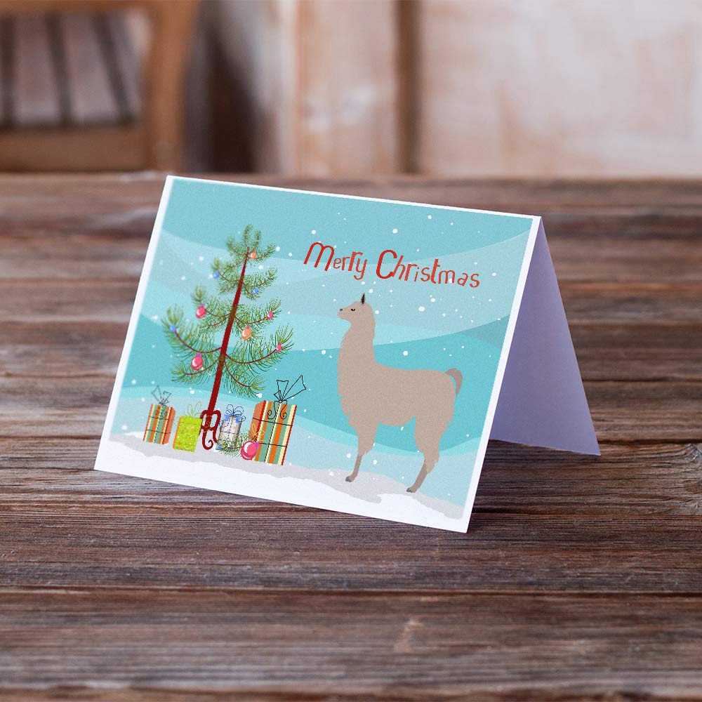 Premium Llama Christmas Greeting Cards - Pack of 8 Teal Blank A7 Note Cards with Envelopes (5x7 inches) | Whimsical Holiday Stationery for Christmas Wishes, Party Invitations & Festive Correspondence