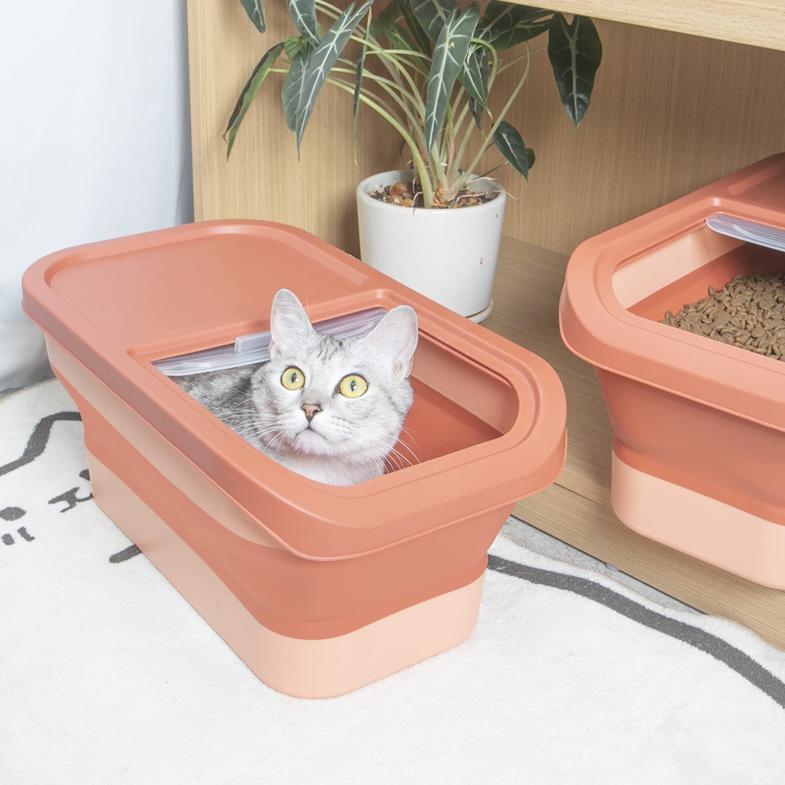 10-13 Lbs Collapsible Dog Food Storage Container with Sliding Lid - Includes Scoop & Silicone Bowl - Airtight Pet Food Storage for Dogs, Cats & Small Animals (Red) - Perfect for Travel, Camping & Home Kitchen Organization