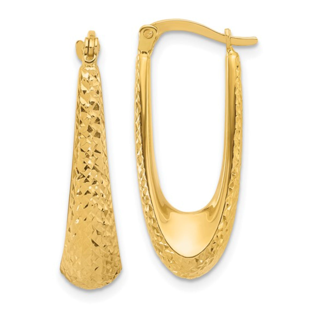 14K Gold Diamond Cut Hoop Earrings for Women - Elegant Dainty Huggie Hoops - Perfect for Everyday Wear, Parties & Gifts